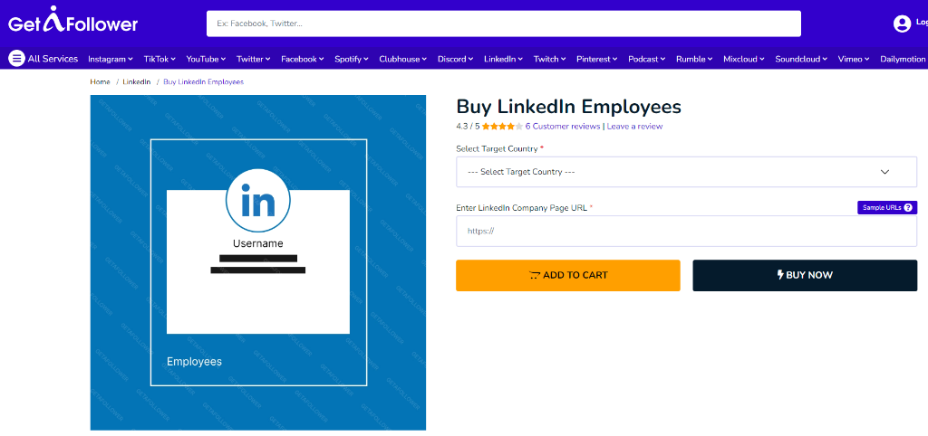 GetAFollower Buy LinkedIn Employees