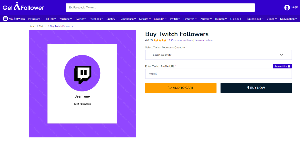 GetAFollower Buy Twitch Followers