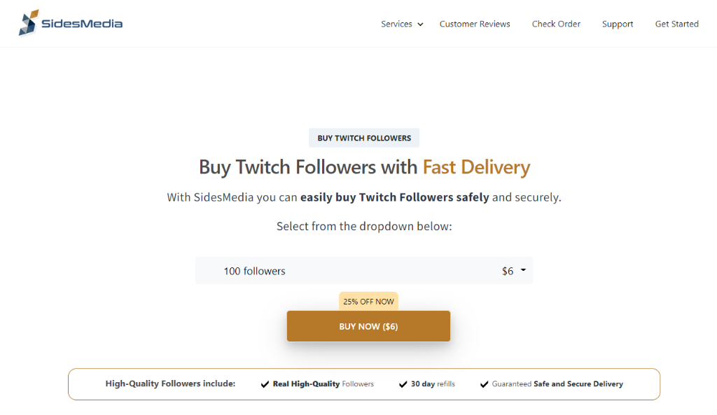 SidesMedia Buy Twitch Followers